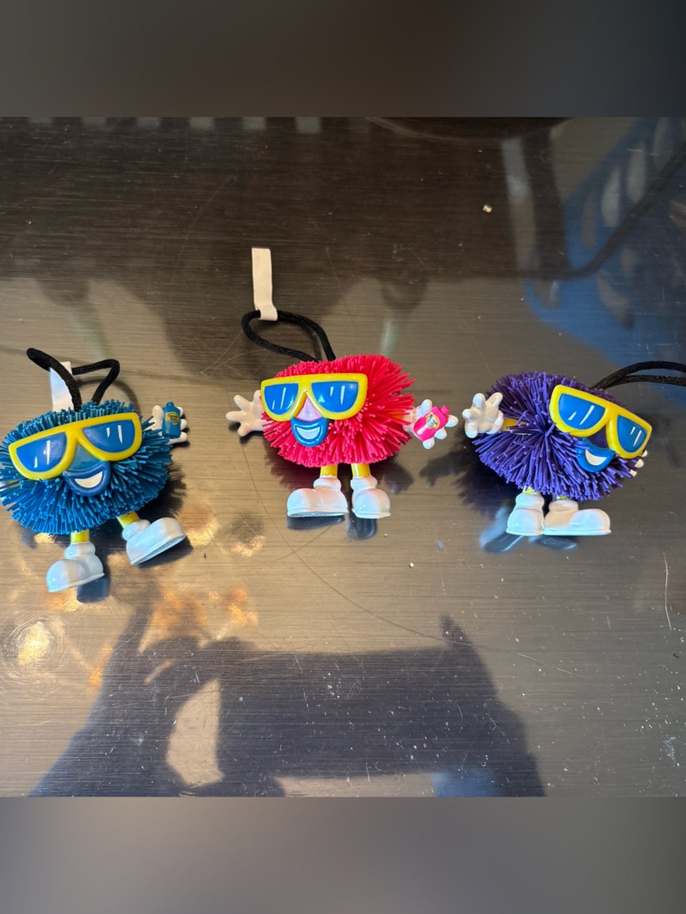 Set of 3 Koosh Y2K Vintage Pom-Pom Character Keychains - Hawaiian Tropic